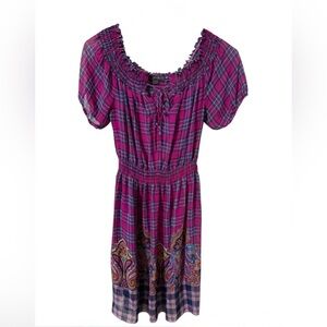 Twenty One Purple Plaid Dress with Paisley Hem